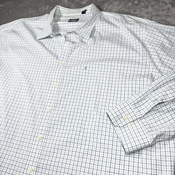 IZOD 4XLT Plaid Button Down Shirt Men’s Blue Green Cotton Long Sleeve - Picture 5 of 10
